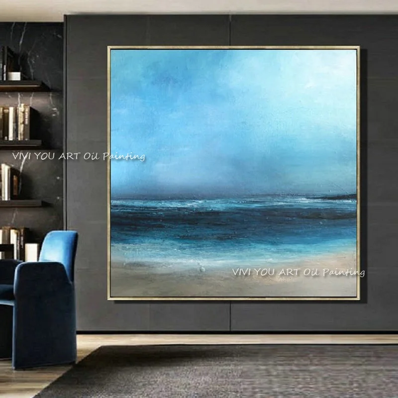 

Abstract Blue Sky Modern Art Oil Painting On Canvas Wall Decor Handpainted Nordic Picture Cuadros For Living Room