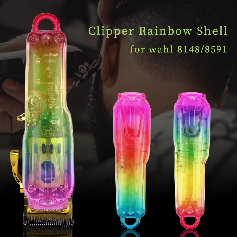 

Electric clippers transparent rainbow shell DIY modified case clipper cover replacement for wahl 8148/8591 barber tools