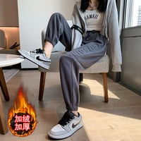 sweatpants womens spring and autumn loose feet ins tide american casual autumn and winter plus velvet trousers