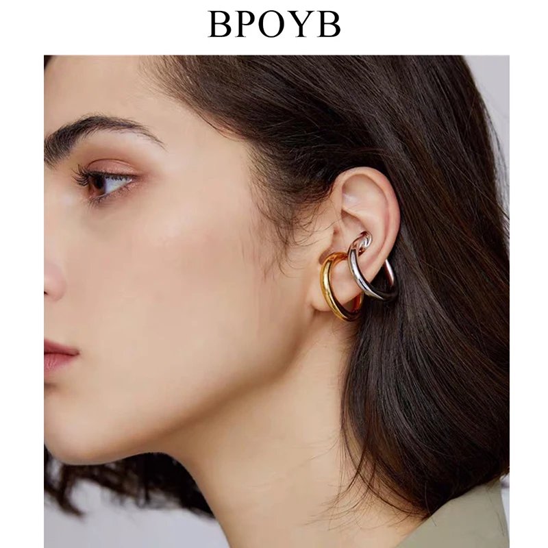 BPOYB дизайнерские модные серьги манжеты без пирсинга золотого цвета высокого