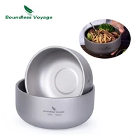 boundless voyage camping titanium bowl 200ml420ml double walled rice bowl lightweight outdoor hiking picnic tableware