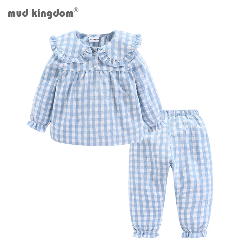 Детская Хлопковая пижама с оборками для девочек|Комплекты пижам| |