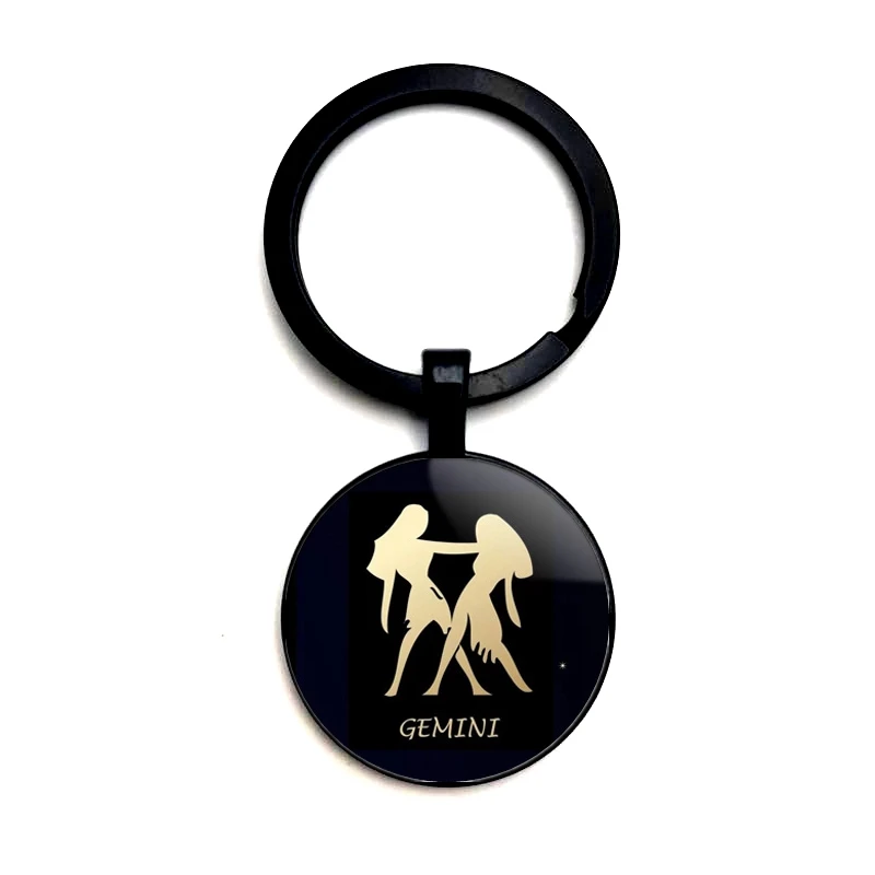 

2020 Creative Retro Art Ancient Greek Gold 12 Constellation Glass Cabochon Pendant Keychain Men and Women Jewelry Keychain
