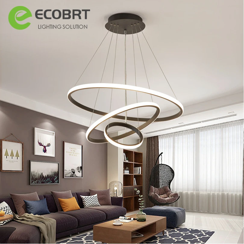 Круглая Потолочная люстра со светодиодными кольцами подвесной светильник