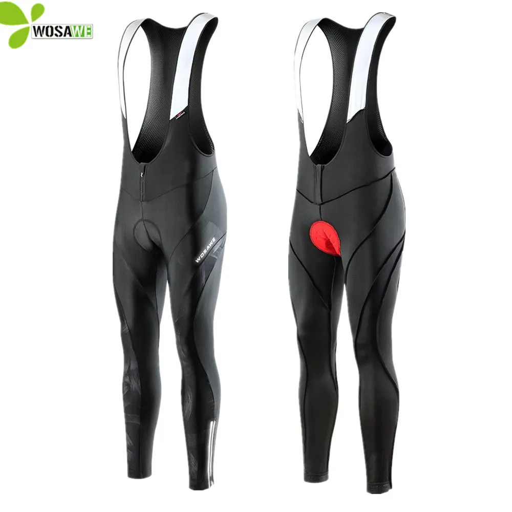 

WOSAWE Men's Tight Cycling Pants Mountain Bike Bib Tights Trousers Gel Padded Breathable Bicycle Bottom MTB Bike Long Bib Shorts