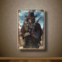 cowboy warning sign retro metal tin sign bar cafe outdoor sign parking lot poster caution wall stickers home decoration