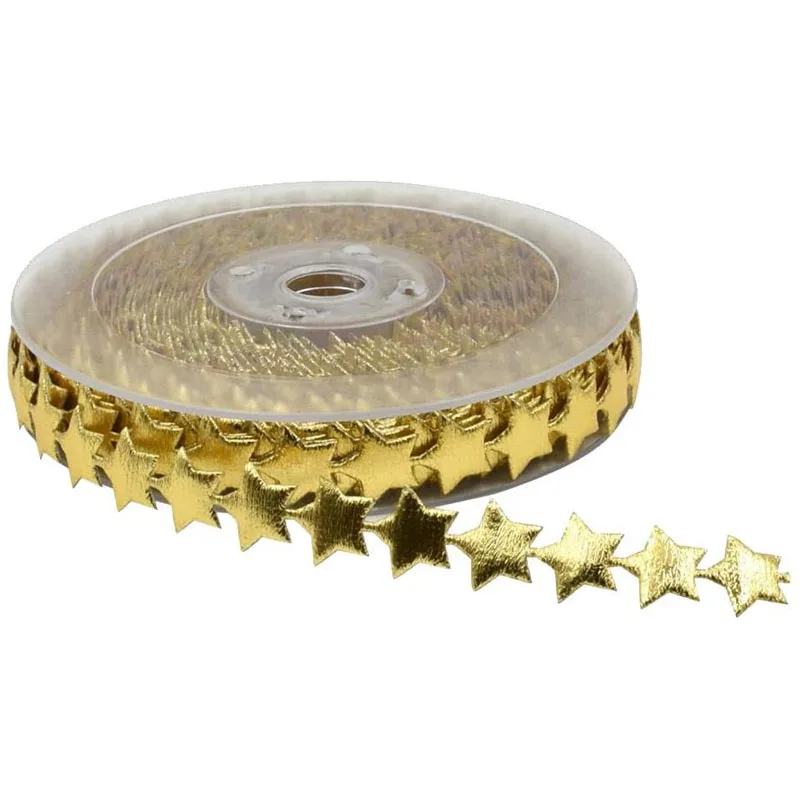 

1Yard 15mm Width Gold Star Ribbon Trim Embellishment for Holiday Wedding Decoration Gift Cake Wrapping