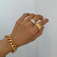 2021 new fashion gold silver color chain rings set wedding resin ring for women punk geoemtric multilayer rings jewelry