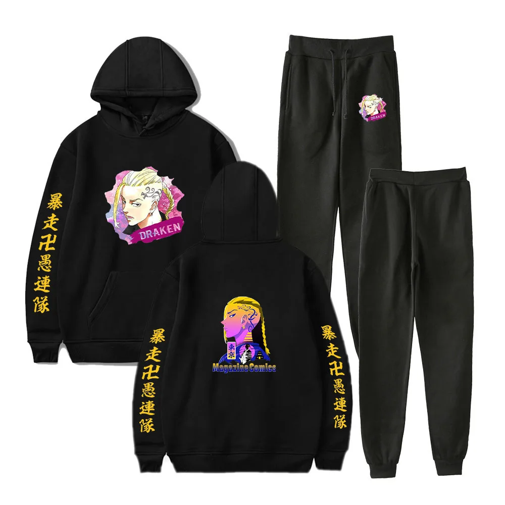 

Ryuguji Ken Anime Clothes Tokyo Revengers Hoodie Pants Sweater Sweatpants Two Piece Solid Casual Oversized Outfits Sportswear