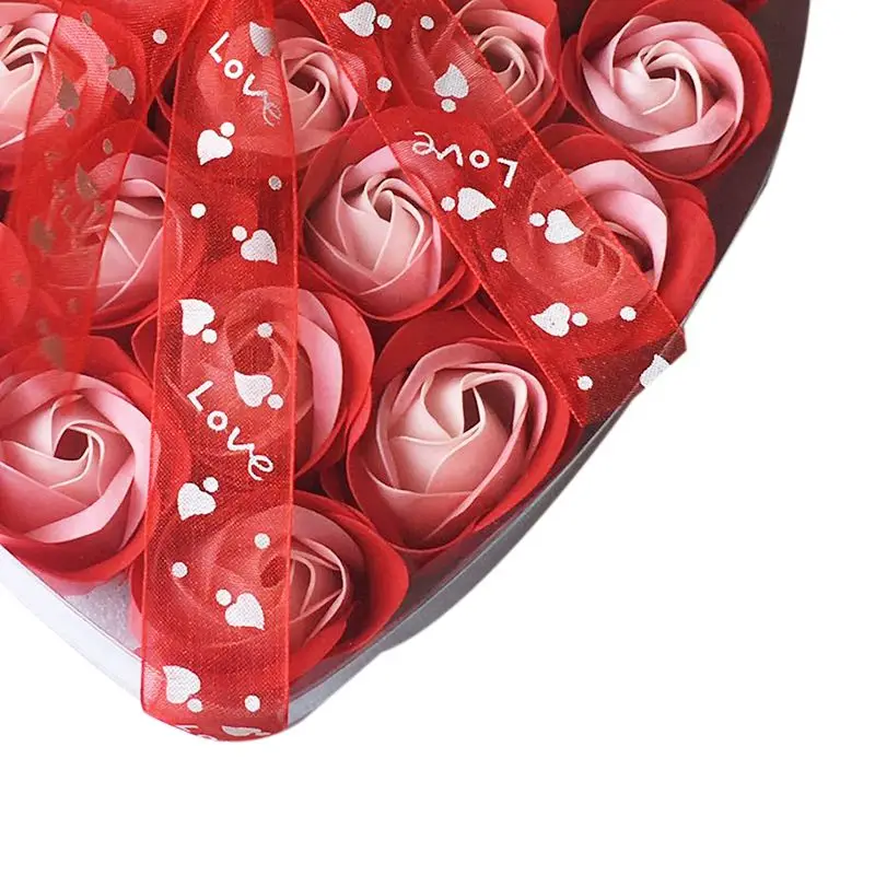 

Lovely 24 Pcs Red Scented Bath Soap Rose Petal in Heart Box (Red)