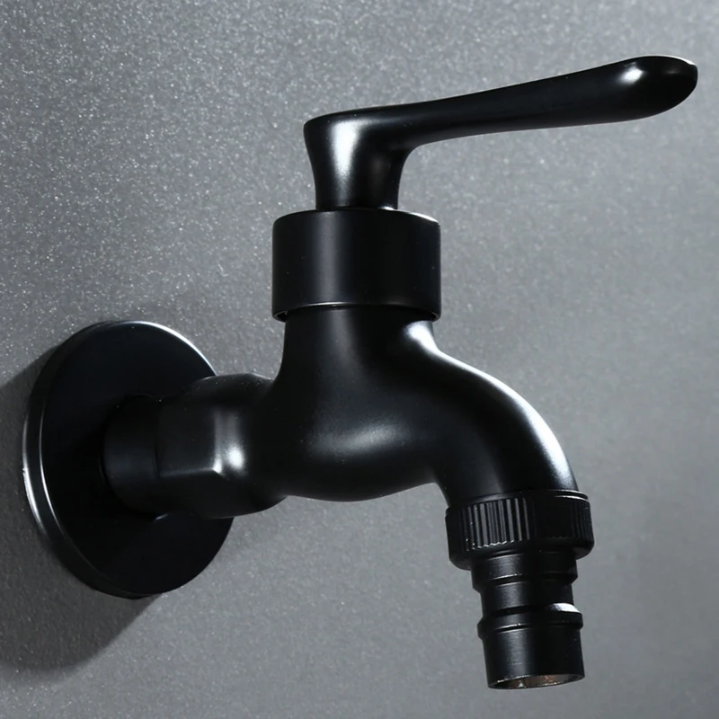 Черный латунный настенный кран для ванной комнаты угловой смеситель стиральной