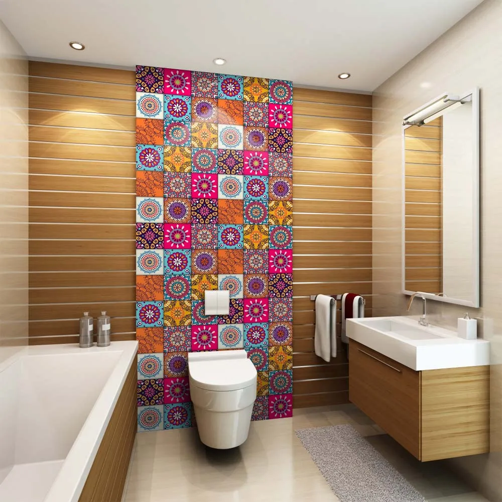

60x200cm Color Self-adhesive Moroccan Tile Wall Sticker PVC Oil-proof Waterproof for Home Living Room Bedroom Kitchen Bathroom
