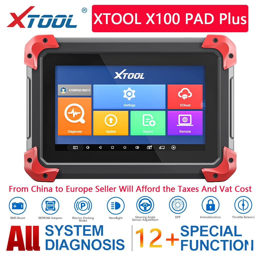 

XTOOL X100 Pad Plus OBD2 Diagnostic Scan Tool with Full System Diagnosis Key Programming With 12 Special Functions Free Update