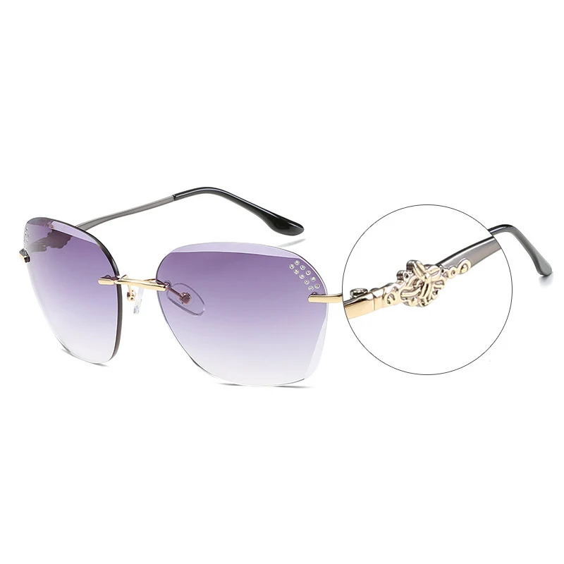 Очки солнцезащитные женские без оправы с градиентными линзами и защитой