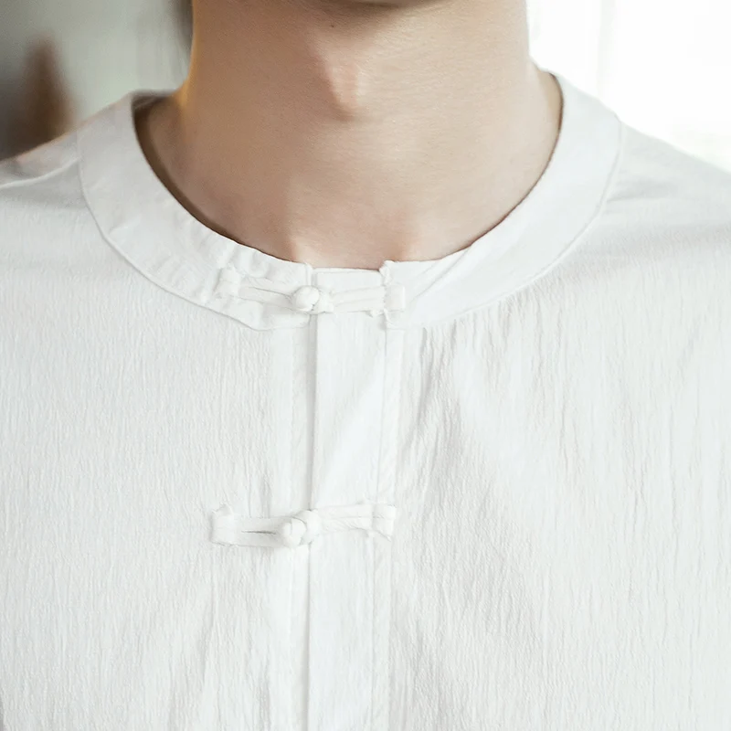 Летняя мужская осенняя куртка Tang в китайском стиле с пряжкой-пластиной хлопковая