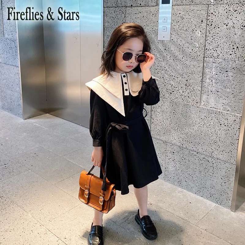 Spring Autumn girls dress Baby for toddler kids vestidos Children fashion clothes button ruffle layered collar 1 to 7 yrs | Детская