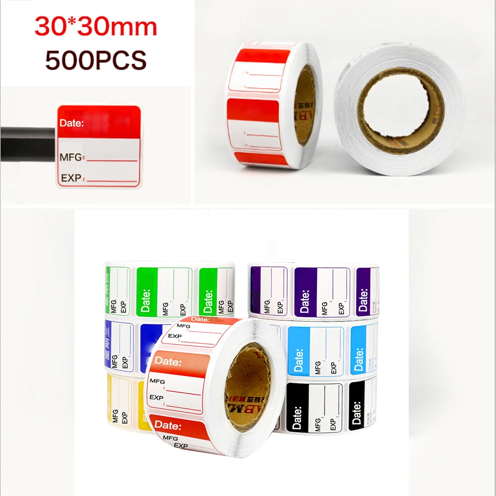 500 шт./рулон, перезаписываемые наклейки MFG и EXP от AliExpress WW
