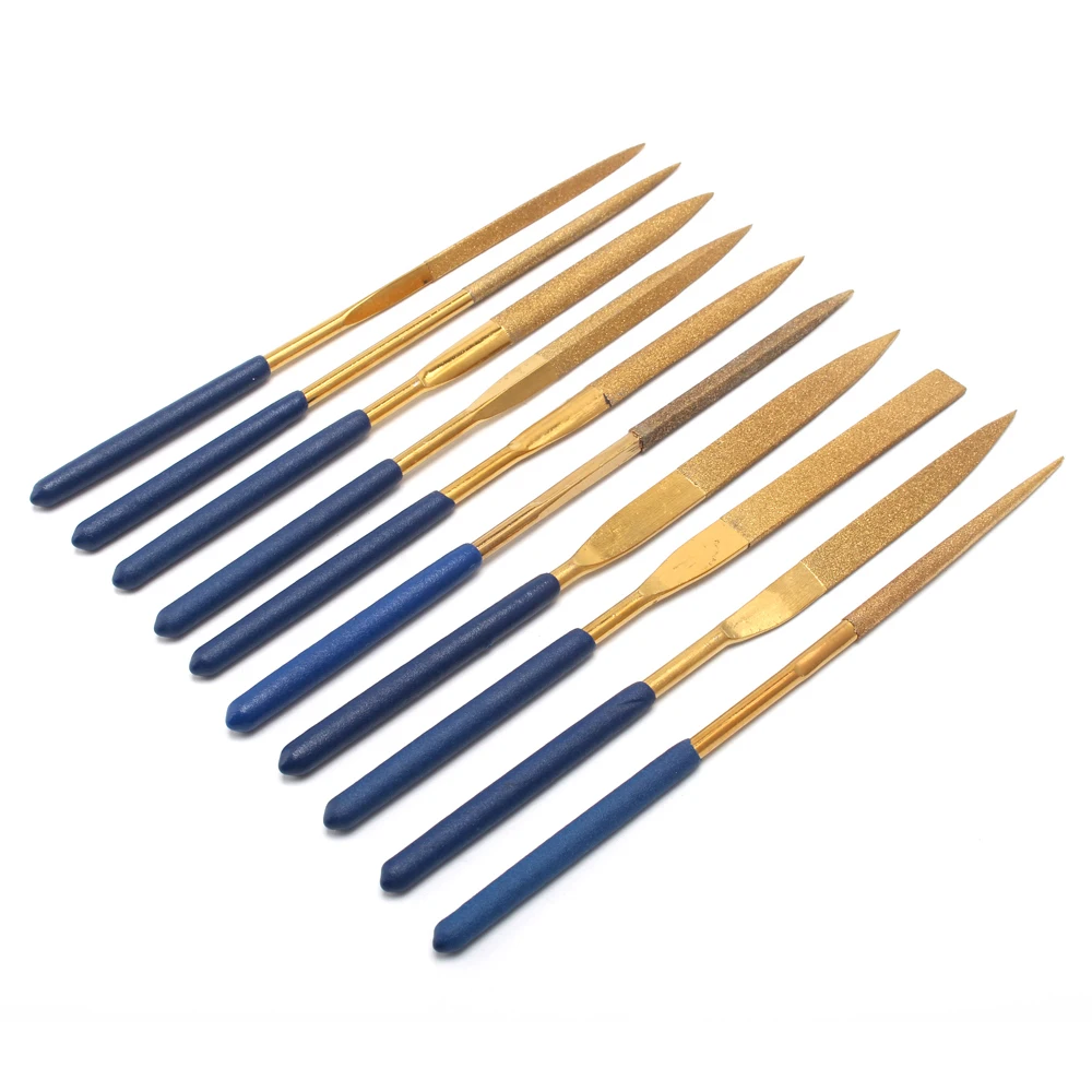 

10Pcs 180mmx5mm Diamond Coated Needle Files Set Titanium Filing For Filing & Cutting Hand File DIY Craft Woodworking Tools