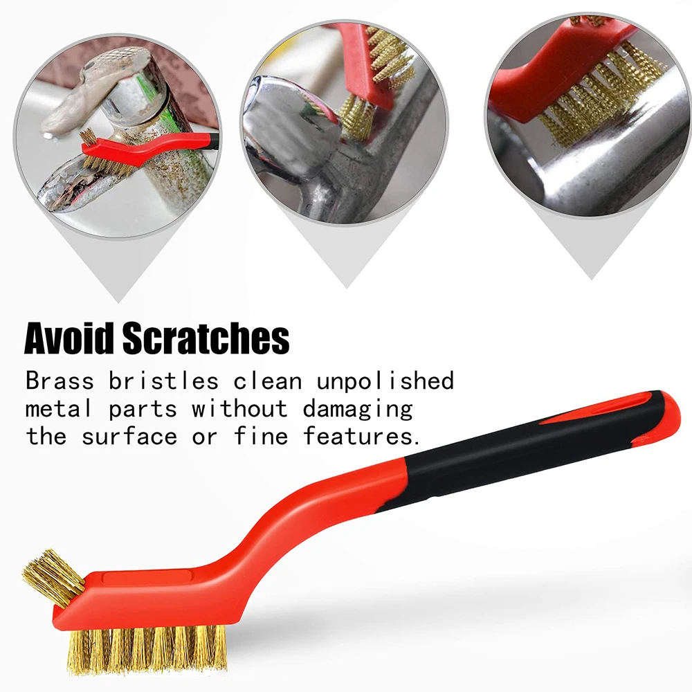 

3PCS/set Rubber-coated Steel Wire Double-sided Brush Rust Dirt Paint Scrubbing Deep Cleaning Polishing Wire Brush Tools