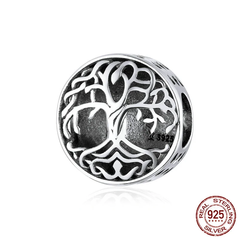 

925 Sterling Silver Tree of Life Pendant Round Fit Original 3mm Bracelet& Bangle Making Fashion DIY Jewelry For Women