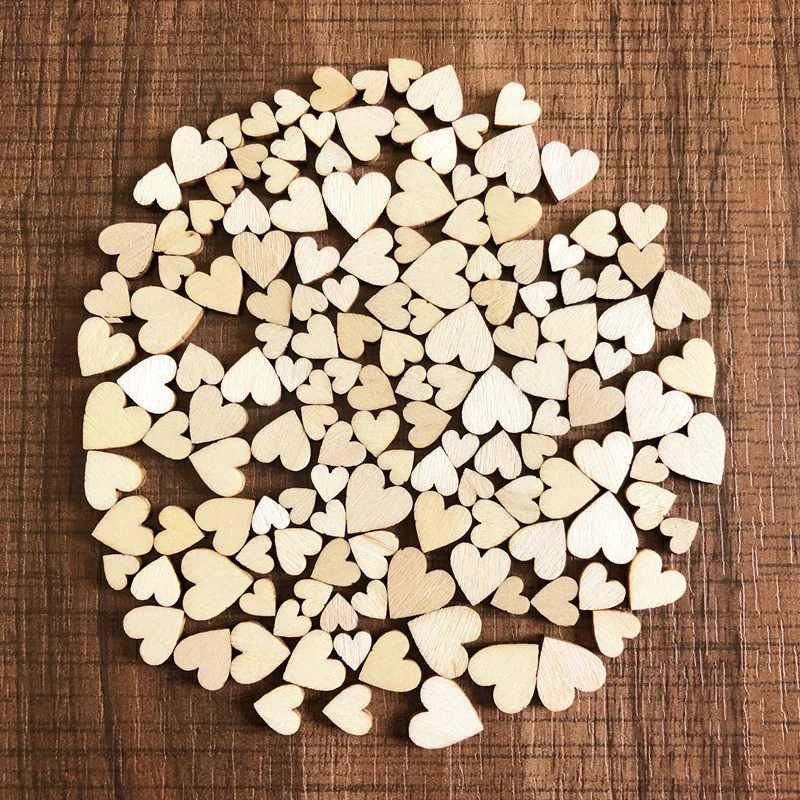 

100 pieces of wood chip love heart-shaped antique wooden chips wedding engagement DIY crafts Valentine's Day decorations