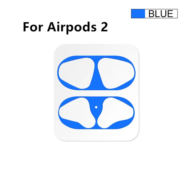 blue for airpods 2 Ультра тонкая кожа для AirPod металлическая защита от пыли для Apple AirPods Bluetooth наушники зарядный ящик беспроводные наушники пылезащитный чехол - Цвет: blue for airpods 2