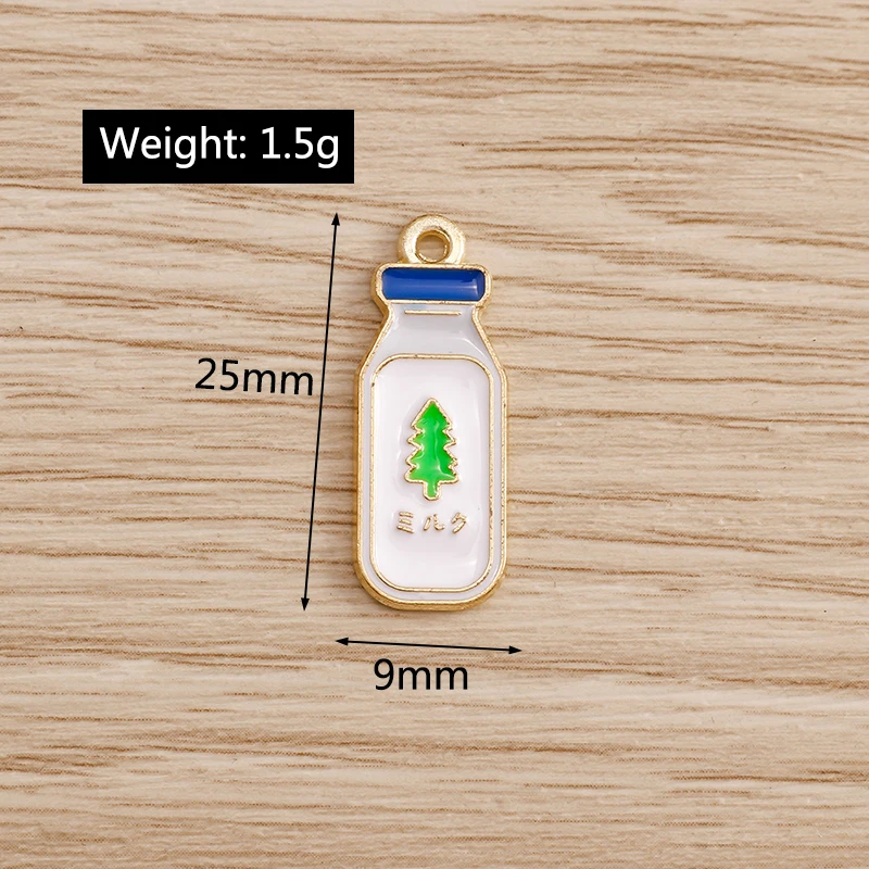 

10pcs 9*25mm Cute Design Enamel Milk Bottle Charms Pendants for Jewelry Making Handmade Craft DIY Necklaces Bracelets Charms