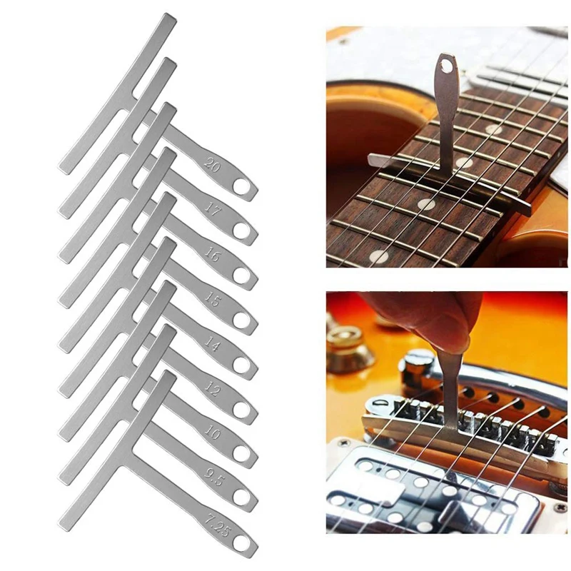 

16Pcs Guitar Luthier Measuring Tools String Action Ruler, 9 Understring Radius Gauge, 32 Blade Feeler Gauge,Fritz Ruler