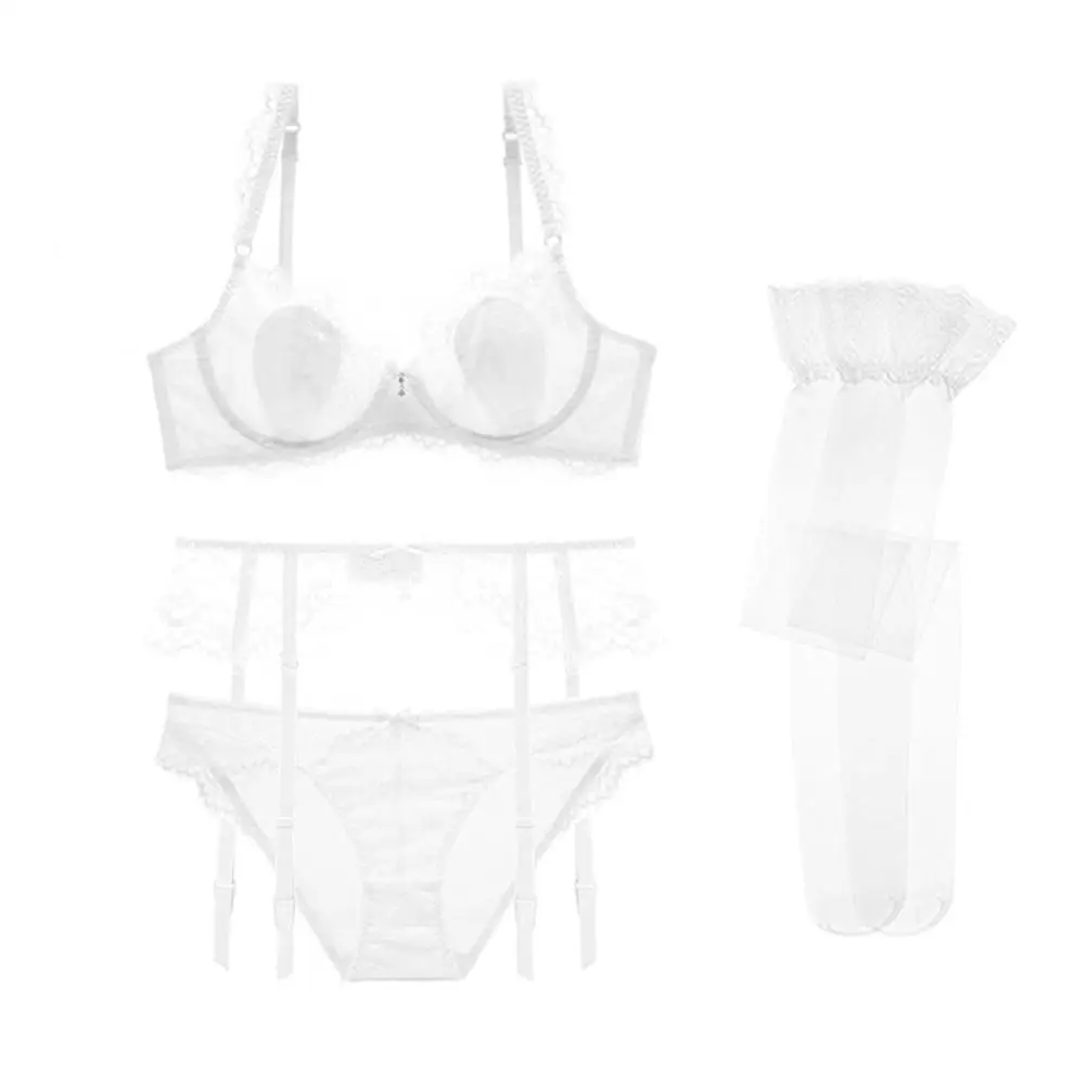 4 шт. кружевные бюстгальтеры + подвязки трусики чулки | Женская одежда
