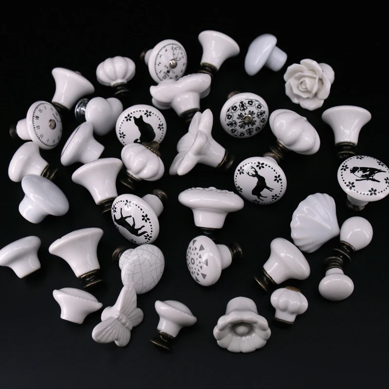 1x Классический белый фарфор/керамика выдвижная ручка двери шкафа буфета|Ручки