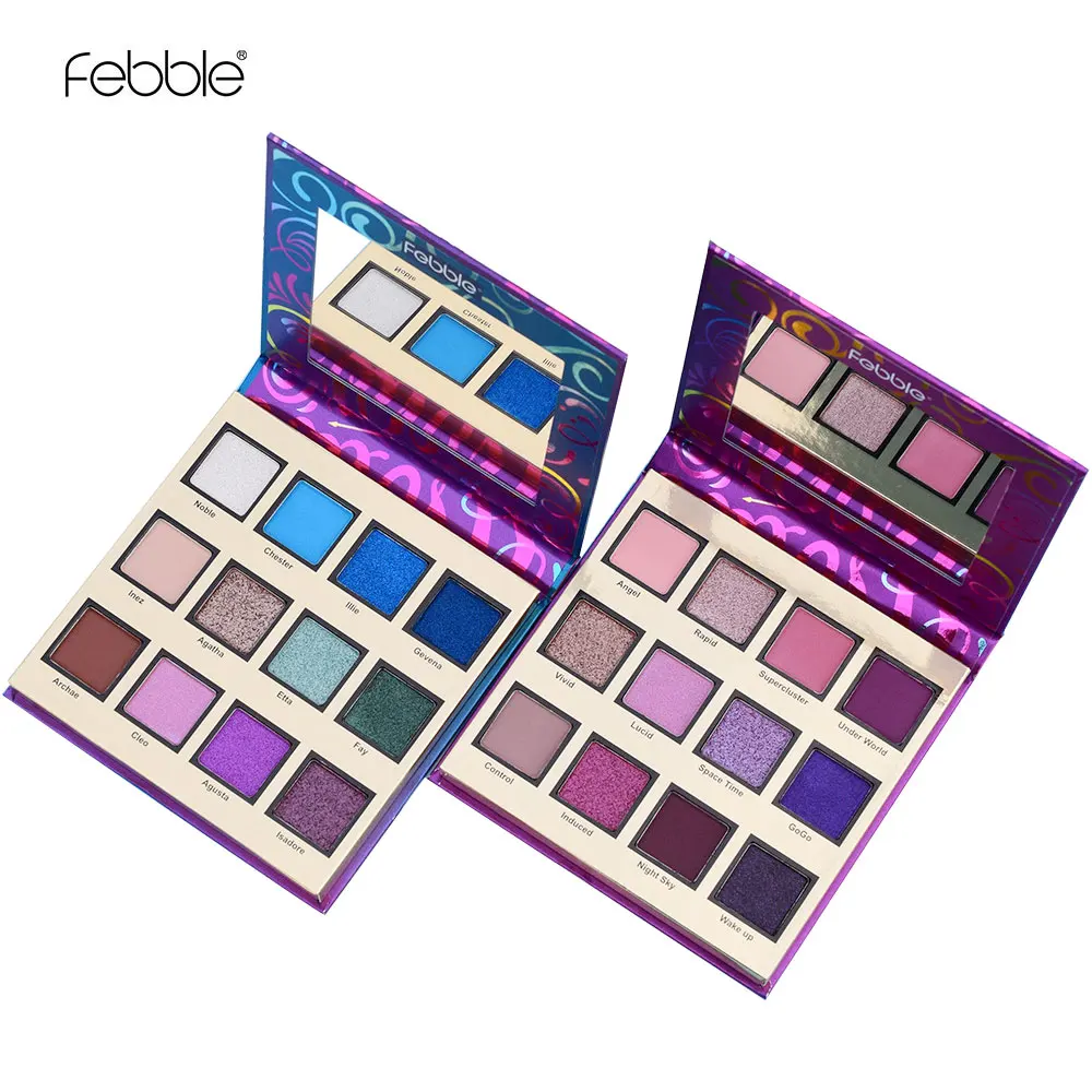 Тени для век FEBBLE 12 оттенков olos высокопигментированные матовые атласные
