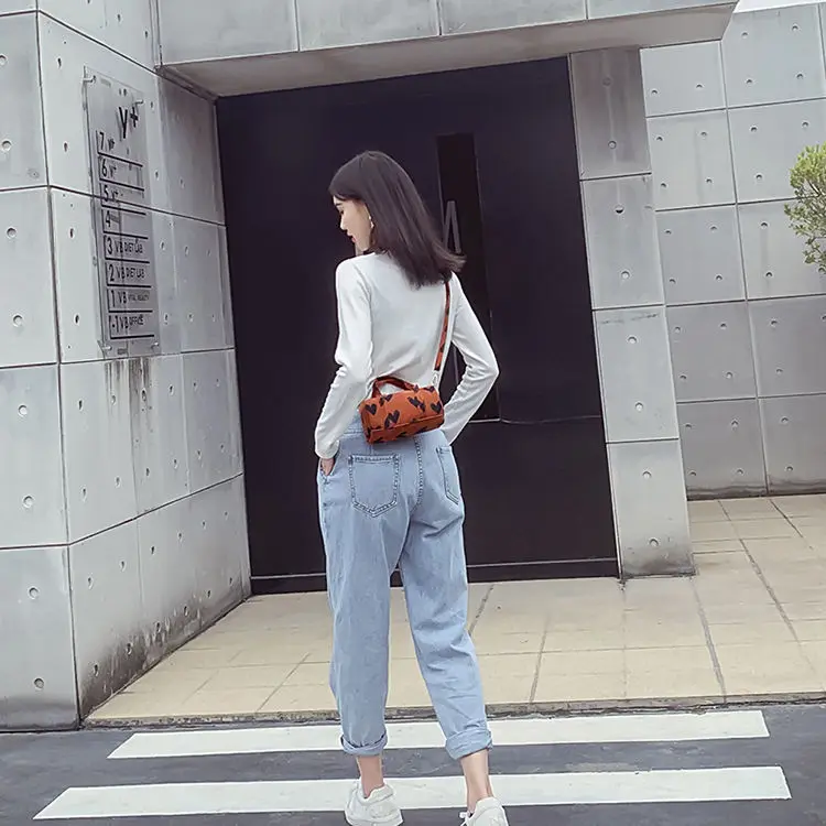 

Original love pattern cylinder bag handbag 2021 new retro corduroy bag cute beautiful girl