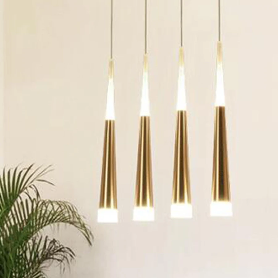 

7W Nordic Acrylic LED Pendant Light Kitchen Living Room Bedroom Bedside Hanging Light Long Tube Shop Bar Counter Pendant Lamp
