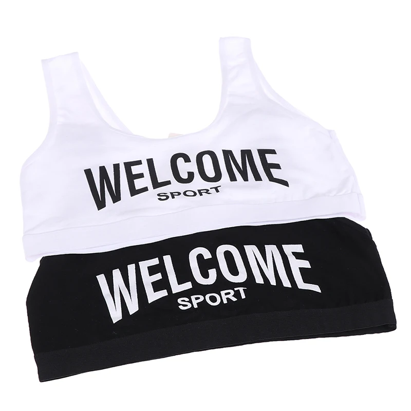 1 шт. детский хлопковый спортивный Спортивный бюстгальтер однотонный с буквенным