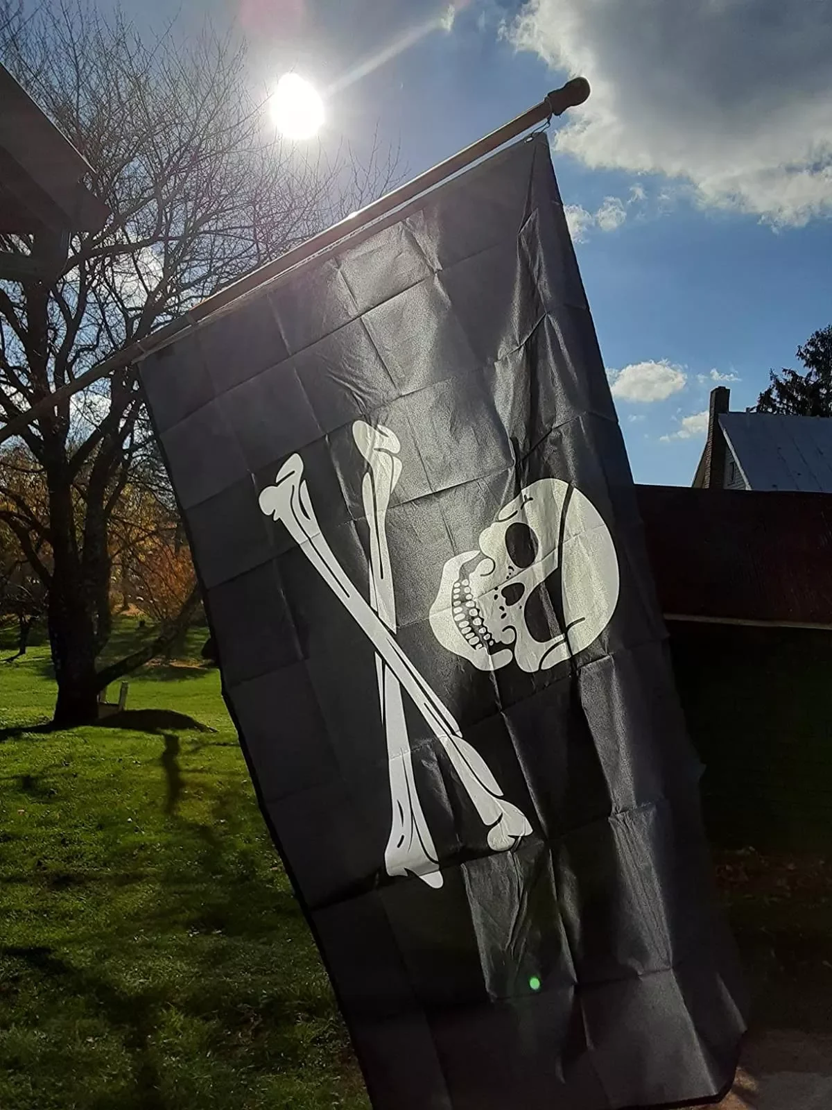 Флаг пиратского черепа Jolly Roger с двойной косточкой 90x15 0 см высококачественный