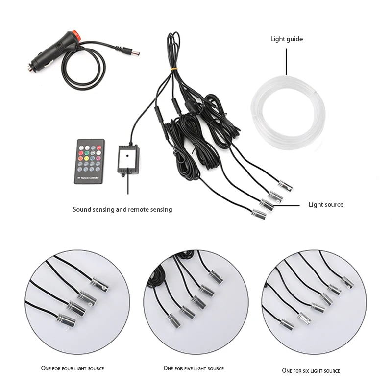 От 1 до 5 автомобилей Интерьер Свет звук активный EL неон полосы Bluetooth телефон
