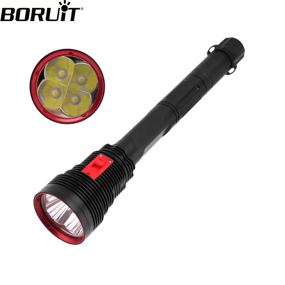 구매 BORUiT XHP70.2 LED 스쿠버 다이빙 손전등 4000LM 3-모드 IP68 수중 30M 강력한 토치 26650 다이빙 램프 잠수함 랜턴
