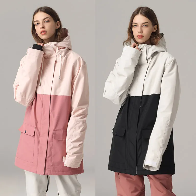 

Женская лыжная куртка, новая зимняя теплая ветрозащитная водонепроницаемая куртка средней длины для катания на лыжах и сноуборде, женское уличное дышащее пальто для снега