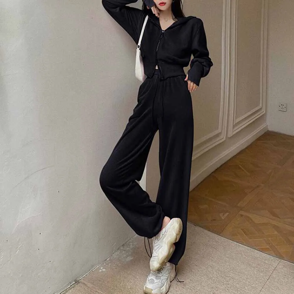 Осенний модный костюм женская укороченная толстовка с капюшоном куртка высокой