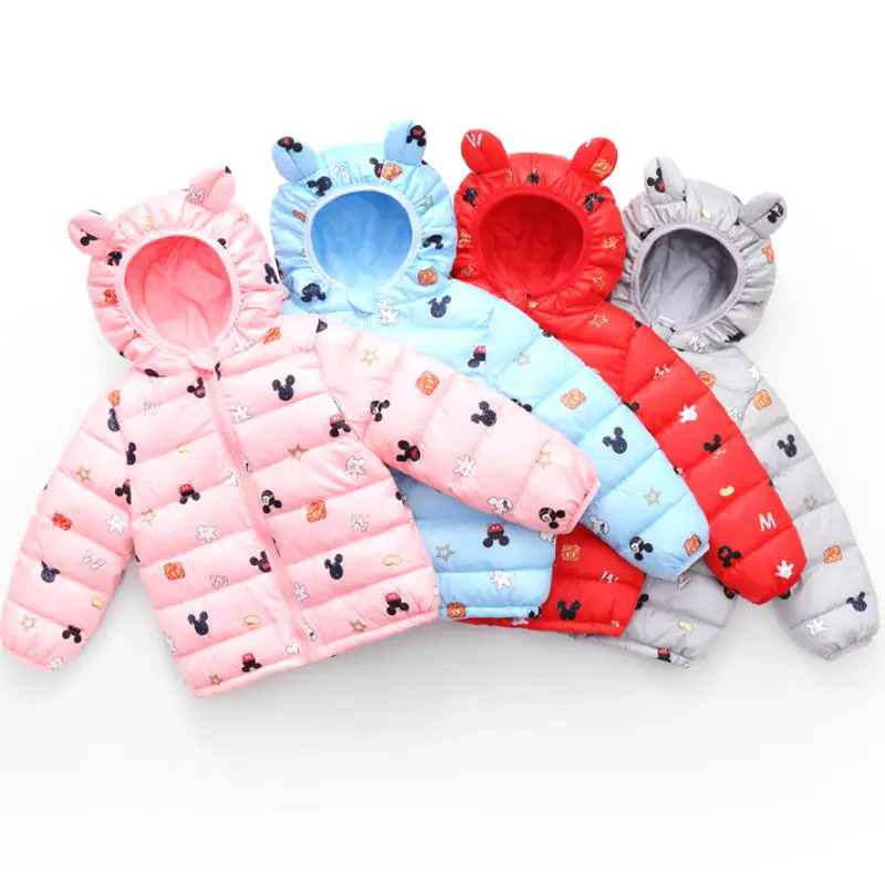 Пуховик детский зимний с капюшоном х/б кроличьими ушками|Пальто и парки| |