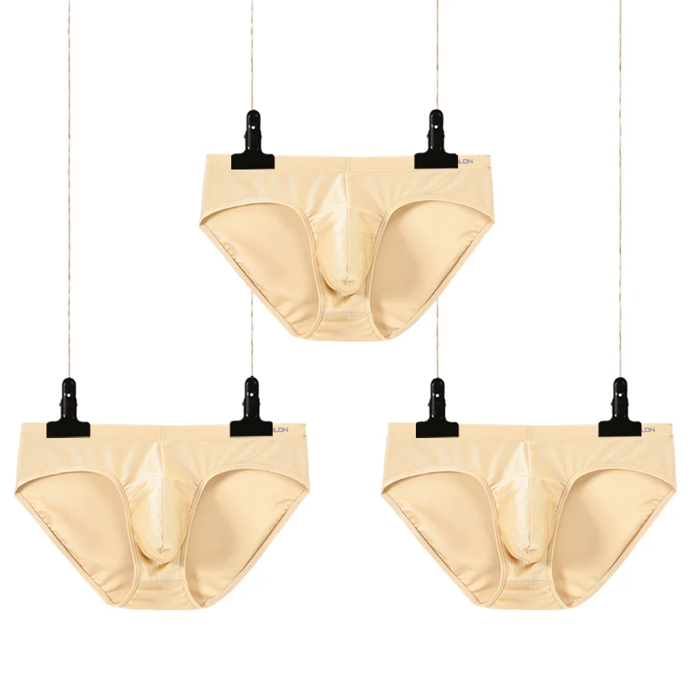 Men's Briefs Sexy Bikini Nylon Comfortable Breathable Men Panties Male Soft Underwear Solid Color 3PCS