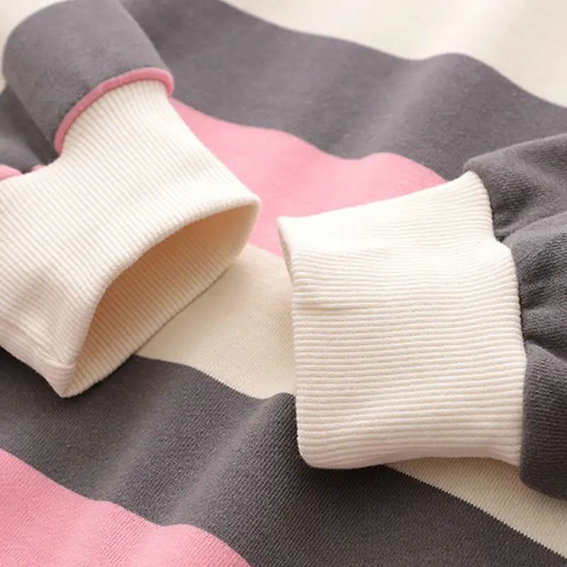 

Women's Harajuku Cotton Hoodies Sweatshirt 2020 Autumn Retro Print Long Sleeve Striped Sweatshirts Female Loose Student Top