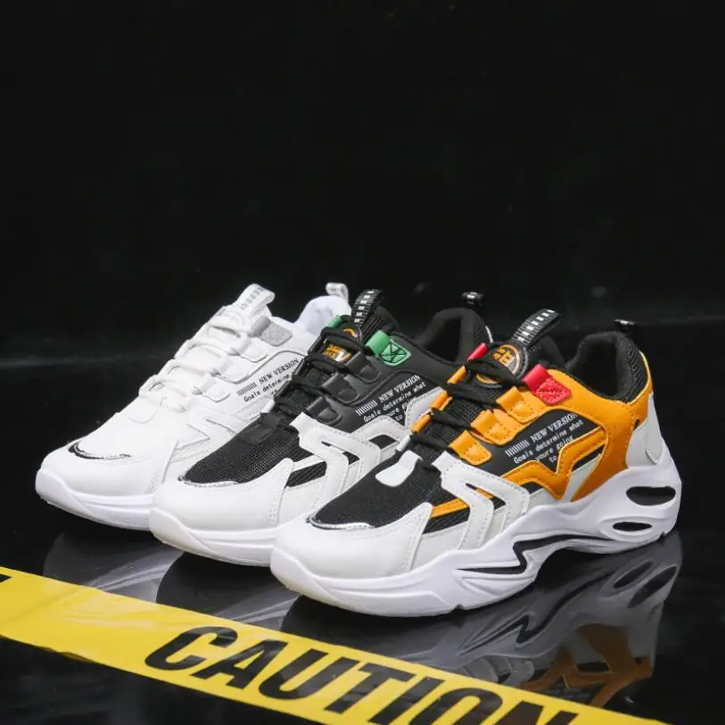 2019 new Stylish Designer Casual Shoes Men Yellow Sneakers Black White Walking Footwear Breathable Mesh | Обувь
