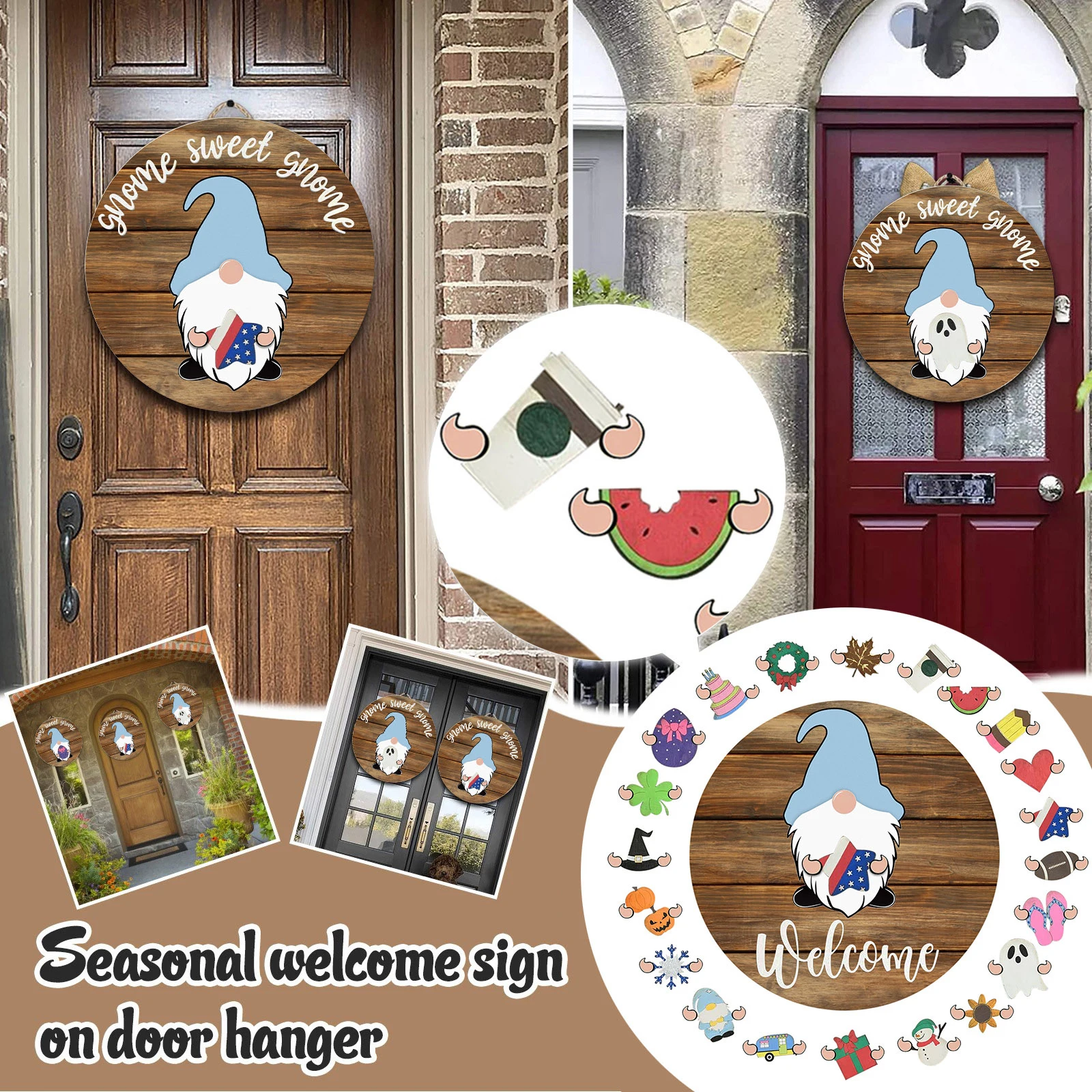 

Round Welcome Sweet Home Door Sign Plaque Garland Easter Festive Decoration