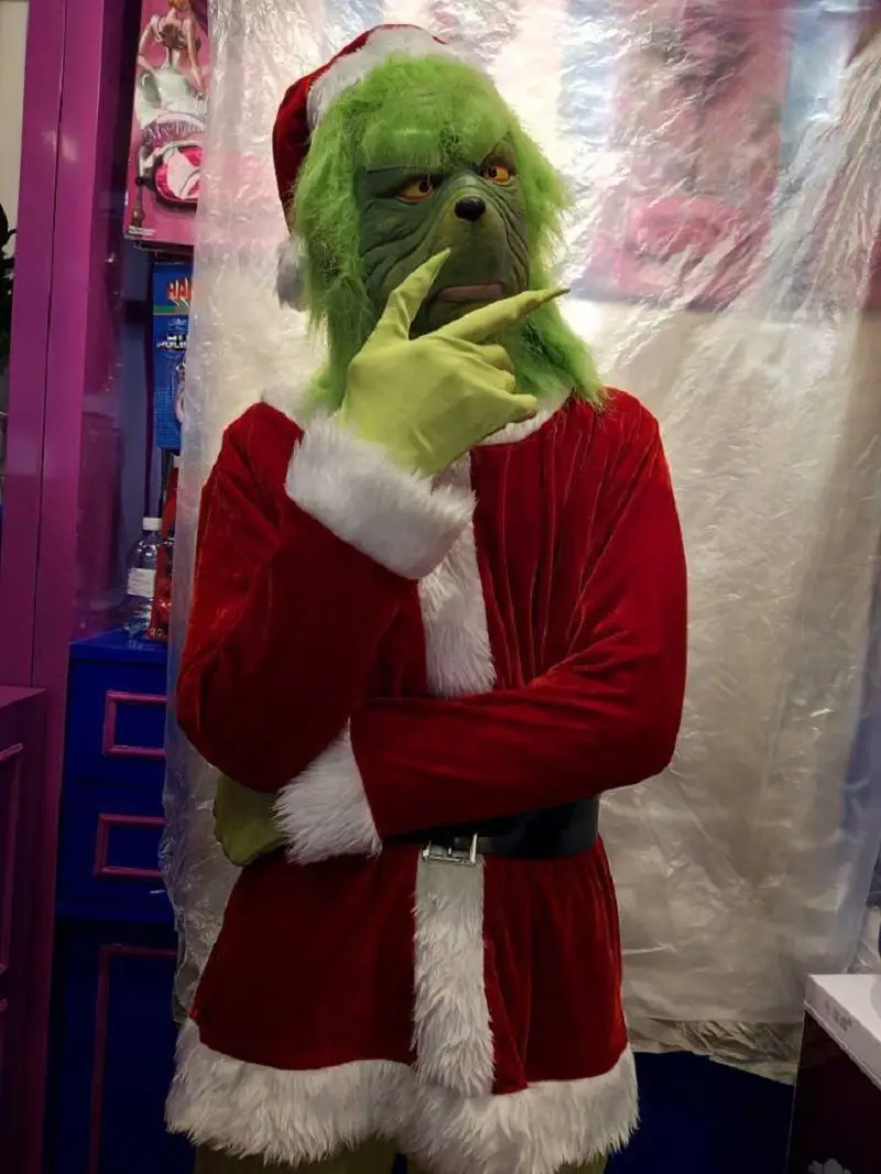

2020 X-mas Grinch Cosplay Costume Halloween Christmas Santa Grinch Costume How The Grinch Stole Christmas Suit Outfits With Mask