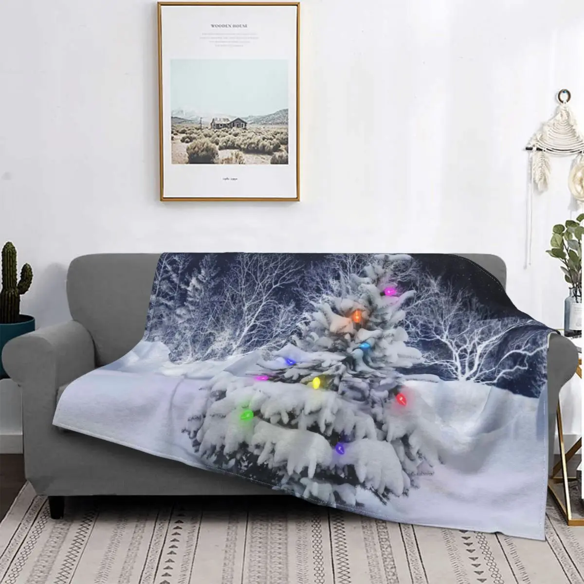 

Manta de nieve de franela transpirable y algodón, cobertor moderno para el sofá de la cama, árbol de Navidad