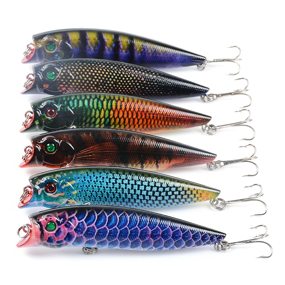 

Artificial Bait Top Water Fishing Lure 3D Eyes Hard Popper Lures 9.2cm 10.9g