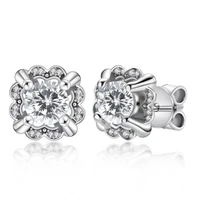 trendy 0 5 carat d color flower moissanite earrings for women 100 925 sterling silver vvs1 moissanite stud earrings with gra