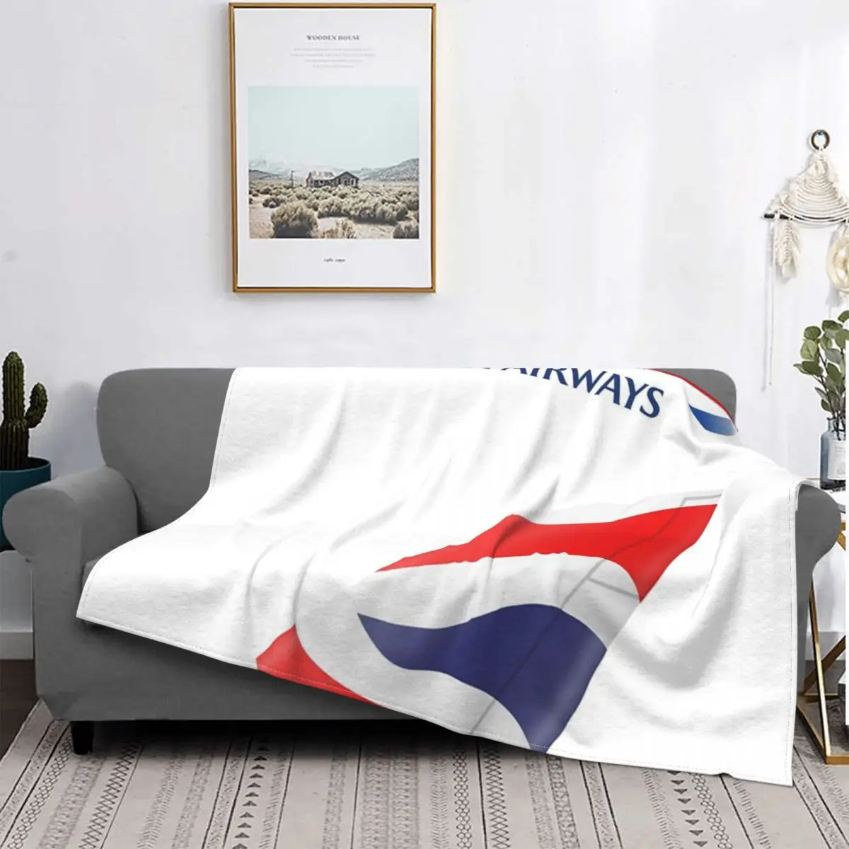 

Manta con logotipo de las vías aéreas británicas, colcha para cama a cuadros, manta para cama