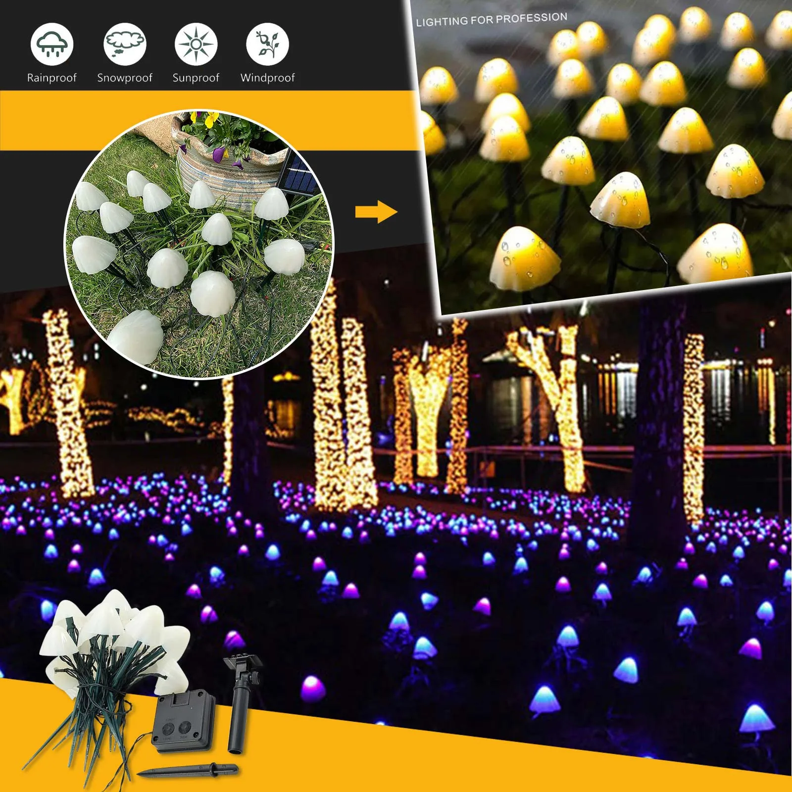 

SUNPLS Solar Lights Stakes Outdoor Yard Lamp Cute Mushroom LED Lights Waterproof String Lights Garden Decoration, tuin decoratie